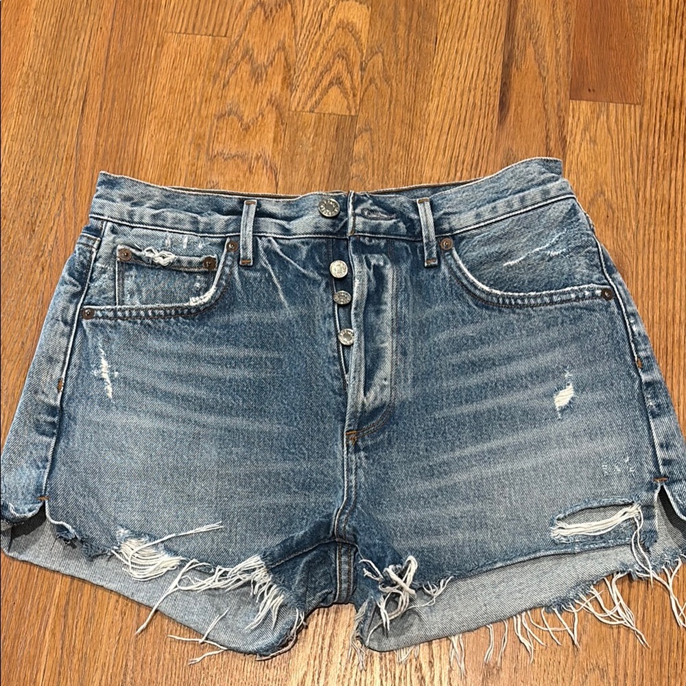 Agolde Blue Distressed Jean Shorts